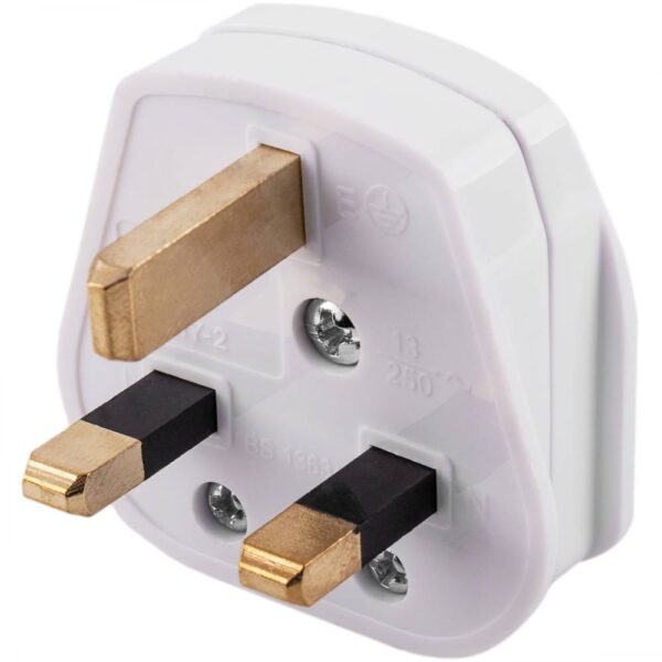 MX 3 Pin AC Electrical Power Wiring Male Fused Plug Socket Detachable Extension Cord Connector Adapter Rewireable for UK Plug 13A 250V, White (Pack of 1)
