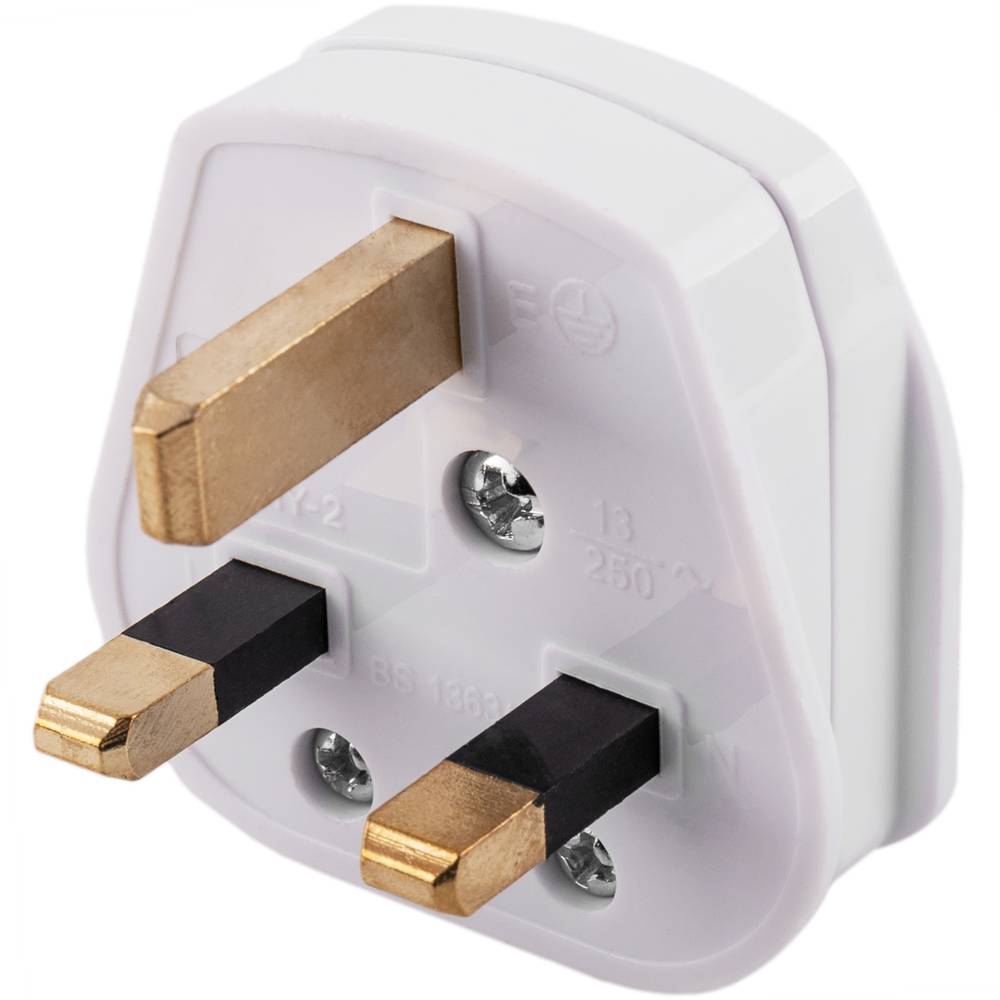 MX 3 Pin AC Electrical Power Wiring Male Fused Plug Socket Detachable Extension Cord Connector Adapter Rewireable for UK Plug 13A 250V, White (Pack of 1)