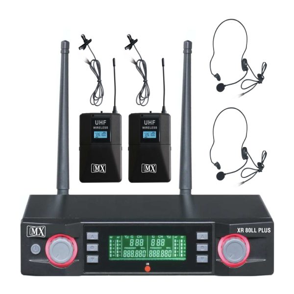 MX Dual Lapel Wireless Microphone System - UHF Wireless Microphone System with Variable Frequency for Party, Wedding Host, Business Meeting, and Multi-Purpose Use