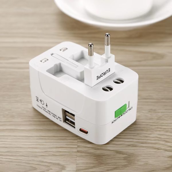 MX Universal Worldwide Travel Adapter inbuilt Surge Protector with Type C & Dual USB Port, LED & Child Safety Shutter-Universal Socket for UK, Europe, USA, Australia, China, Japan & Thailand (White)