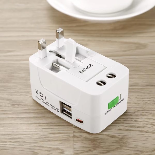 MX Universal Worldwide Travel Adapter inbuilt Surge Protector with Type C & Dual USB Port, LED & Child Safety Shutter-Universal Socket for UK, Europe, USA, Australia, China, Japan & Thailand (White)