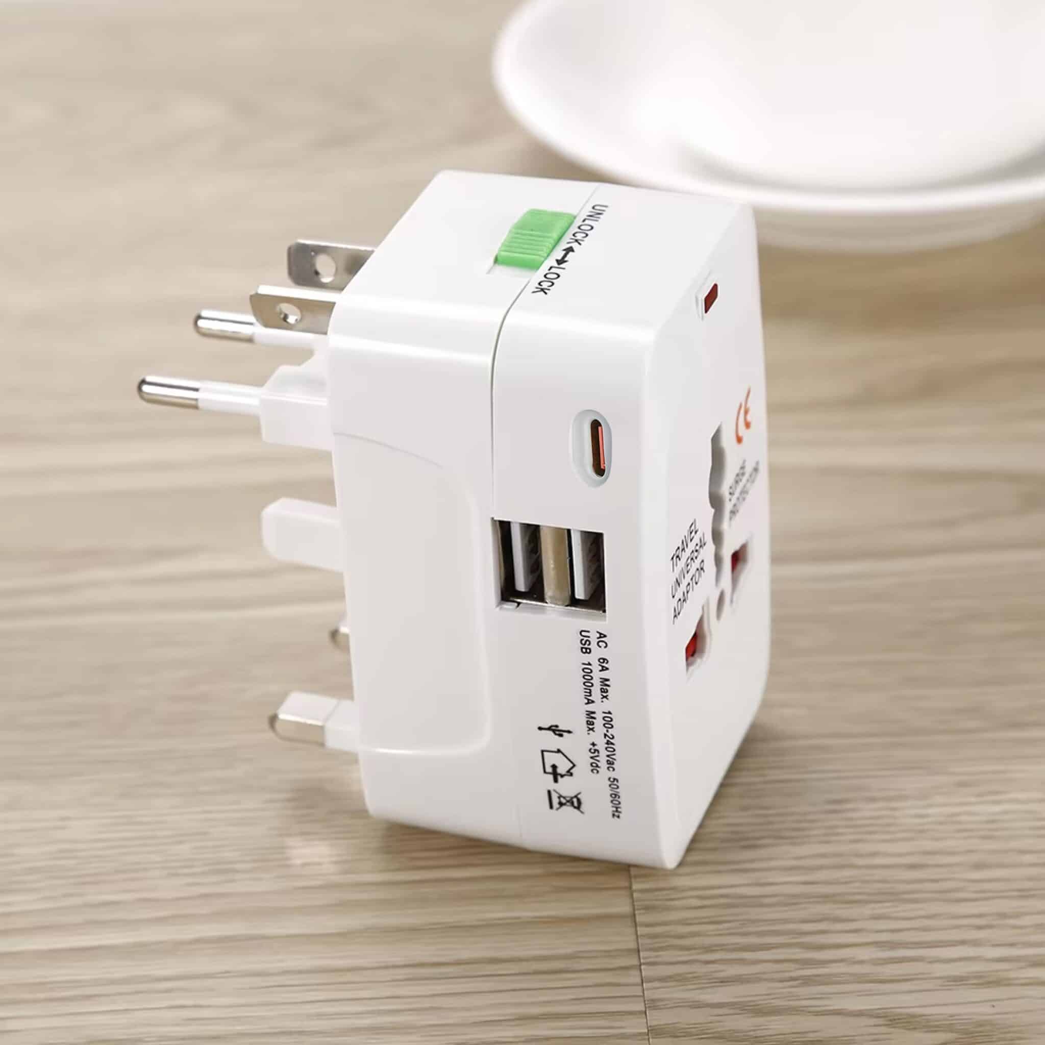 MX Universal Worldwide Travel Adapter inbuilt Surge Protector with Type C & Dual USB Port, LED & Child Safety Shutter-Universal Socket for UK, Europe, USA, Australia, China, Japan & Thailand (White)