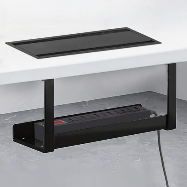Adjustable Under-Desk Cable Management Tray (Metal) with PDU Mounting Bracket