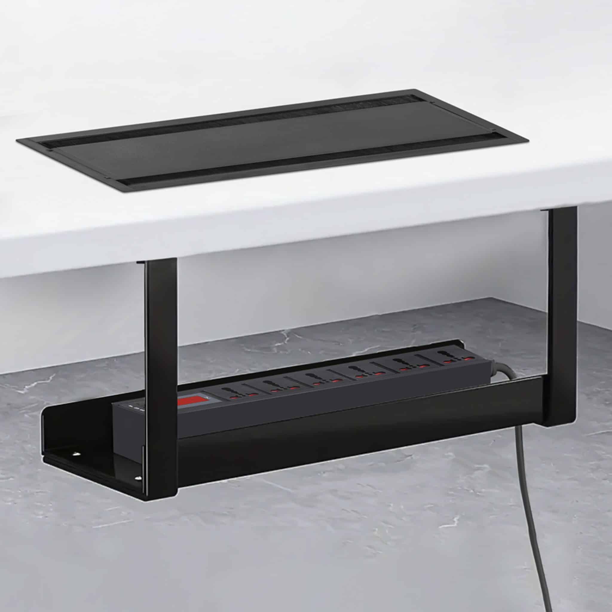 Adjustable Under-Desk Cable Management Tray (Metal) with PDU Mounting Bracket