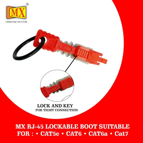 MX RJ45 LOCKABLE BOOT SUITABLE FOR,CAT5e, CAT6,CAT6a,Cat7 Network Cable -Pack of 25