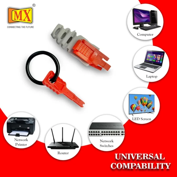 MX RJ45 LOCKABLE BOOT SUITABLE FOR,CAT5e, CAT6,CAT6a,Cat7 Network Cable -Pack of 25