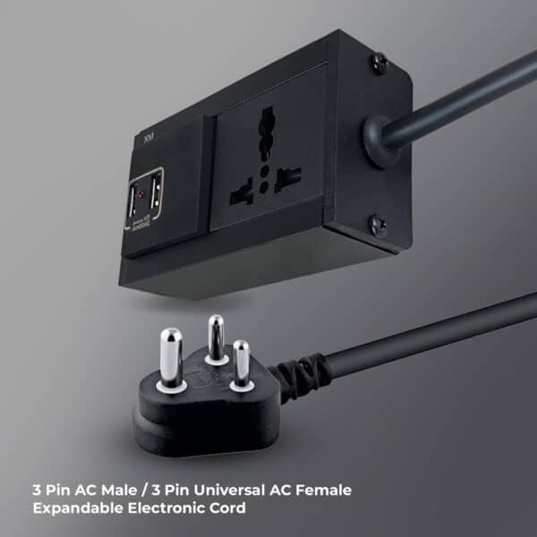 MX Single Socket Extension Board with 2 USB Ports (5V/2.4A) 3-Pin Plug 6a to 13a Socket 1.5 Meter Heavy Duty Cable Flame Retardant Body with Indicator & Safety Shutter