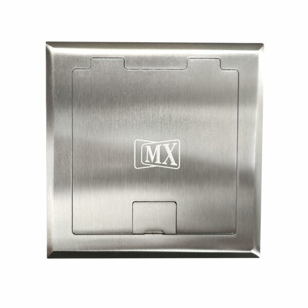 Stainless Steel 3-Module Pop-Up Floor Box (45 Series) for Concrete Floors (90-degree top cover for easy access)
