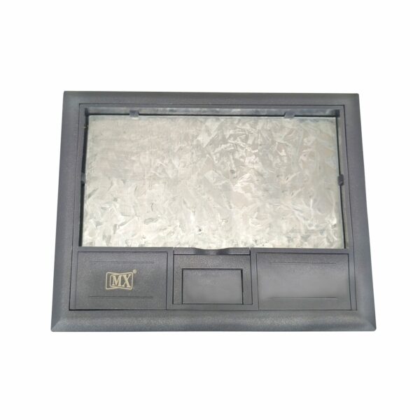 Recess Lid 8-Module Plastic & Stainless Steel Floor Box with Galvanized Insert Plate (45 Series)