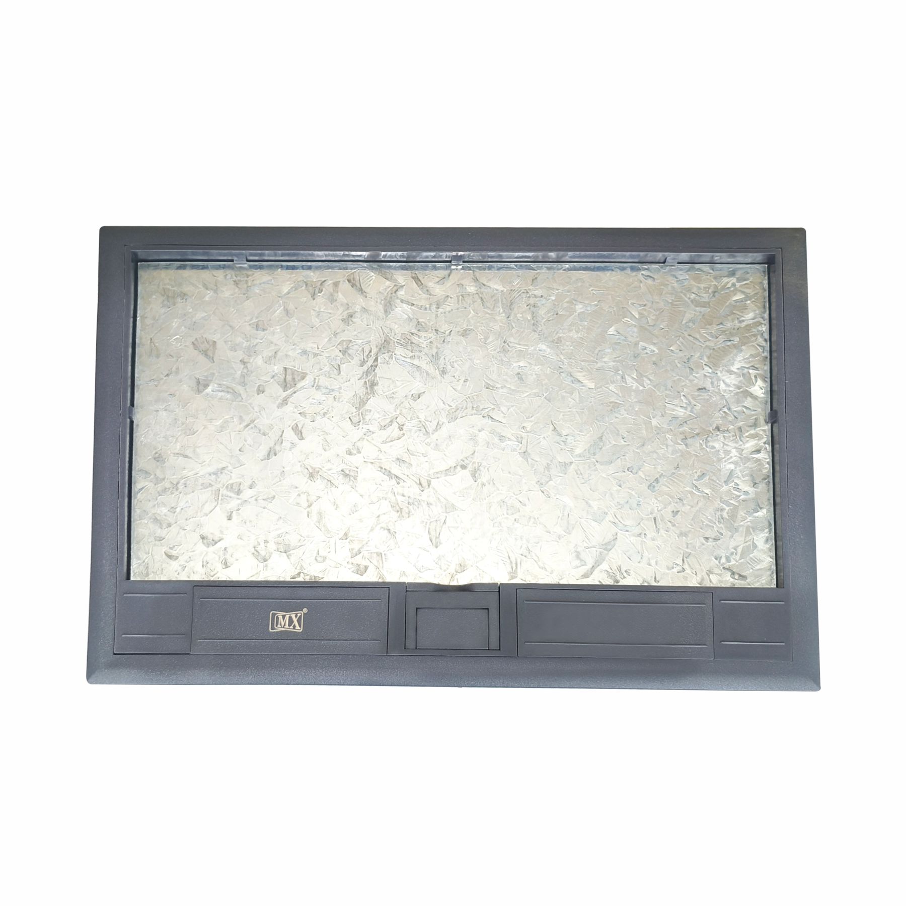 Recess Lid 16-Module Plastic & Stainless Steel Floor Box with Galvanized Insert Plate (45 Series)