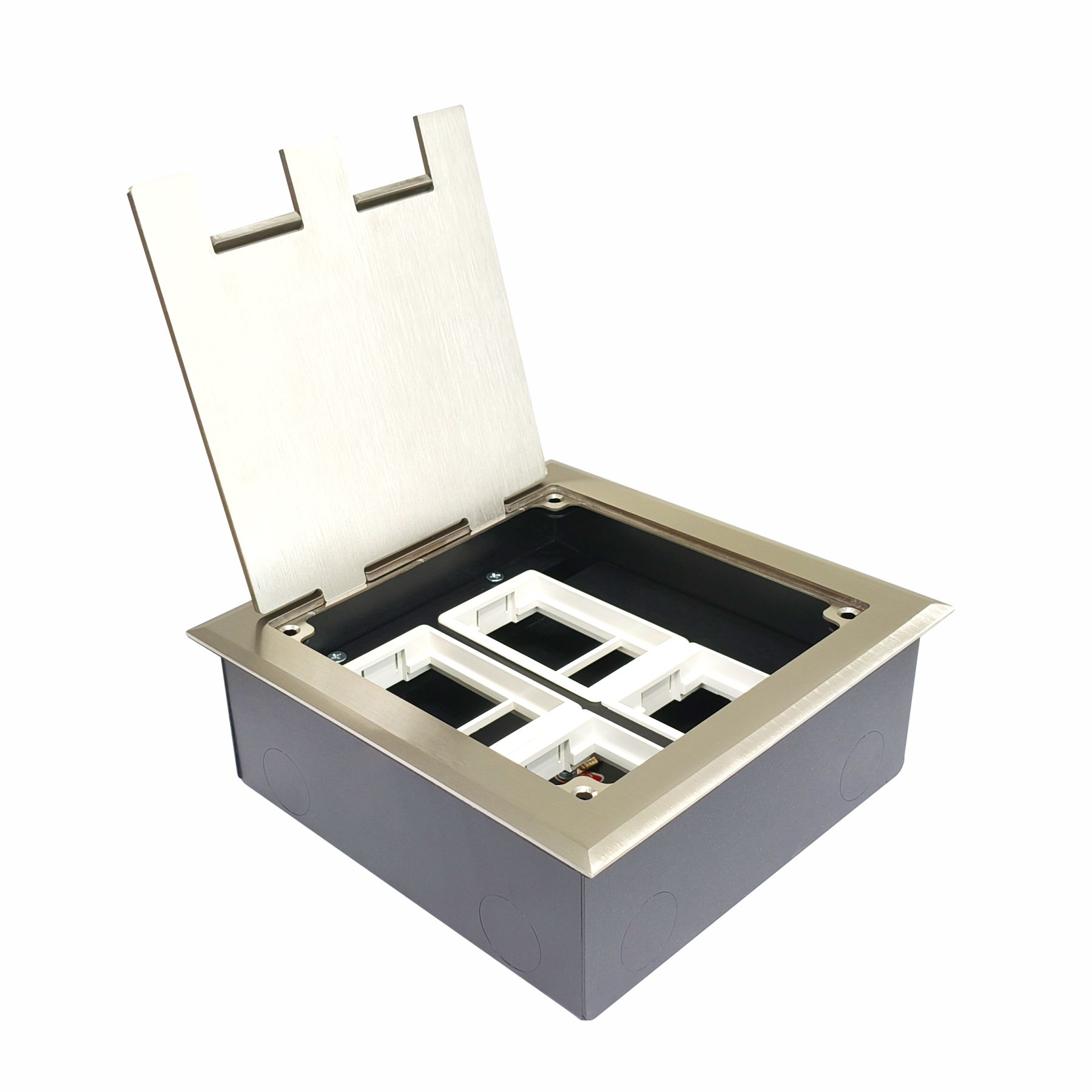 Flush Mount 10-Module Stainless Steel Pop-up Floor Box (45 Series) for Concrete Floors