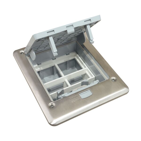 Watertight 6-Module Stainless Steel Pop-up Floor Box (45 Series, IP66) for Concrete Floors