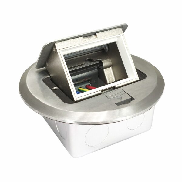 Aluminium Round 3-Module Pop-Up Floor Box (45 Series) for Concrete Floors