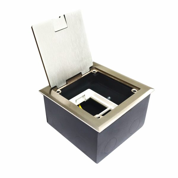 Stainless Steel 3-Module Pop-Up Floor Box (45 Series) for Concrete Floors (90-degree top cover for easy access)