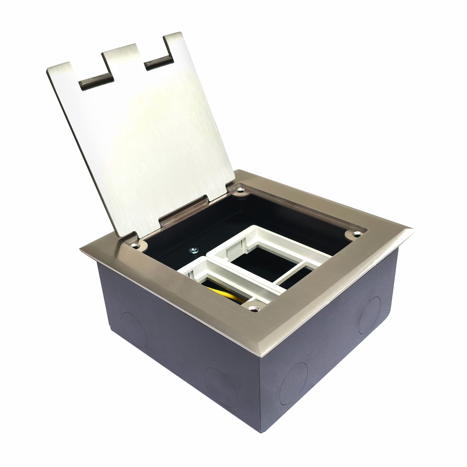 Stainless Steel 6-Module Pop-Up Floor Box (45 Series) for Concrete Floors