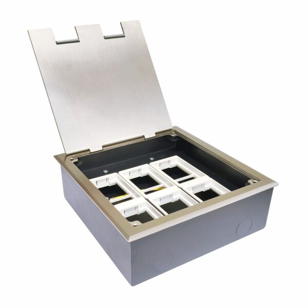 Flush Mount 15-Module Stainless Steel Pop-up Floor Box (45 Series) for Concrete Floors