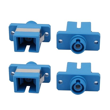 MX SC/FC Fiber Optic Adapter | Multimode Connector | Female-to-Female Optical Coupler | Low Insertion Loss, Durable Construction, High-Precision Ceramic Sleeve – Blue Pack of 4