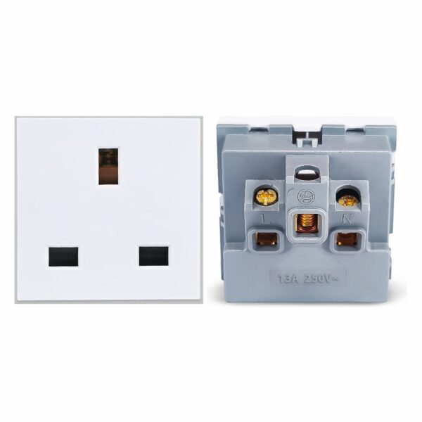 MX 7252 3-Pin UK Standard Socket 13A 250V – 45x45mm Modular Power Socket for Global Compatibility