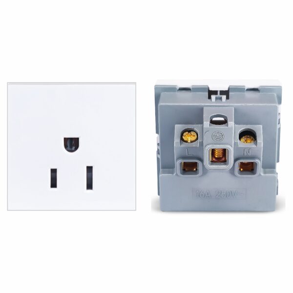 MX 7255 3-Pin US Standard Socket with Safety Shutter 15A 125V – Modular 45x45mm Power Socket