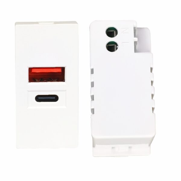 MX 7264 USB A+C 30W PD Fast Charger – 45x45mm Modular Power Socket