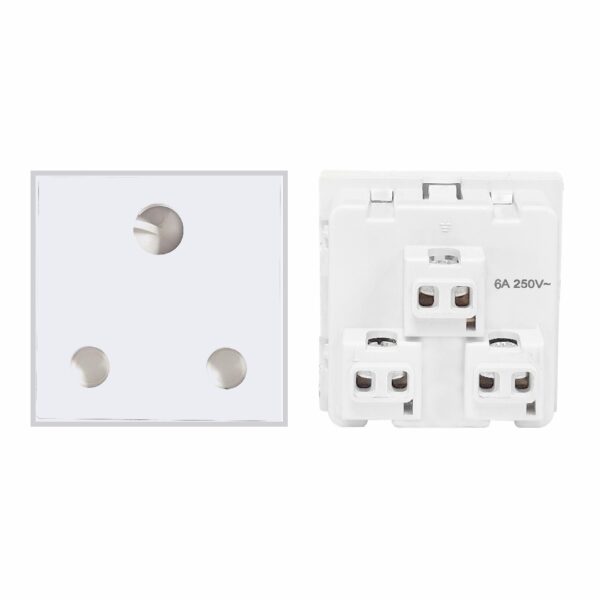 MX 7269 3-Pin Indian Standard Socket 6A 250V – 45x45mm Modular Power Socket for Furniture & Wall Integration