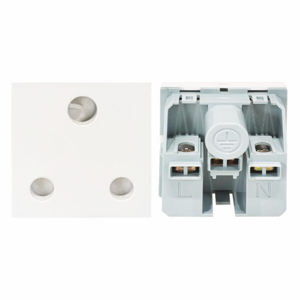 MX 7270 3-Pin Indian Standard 16A Socket – 45x45mm Modular Power Socket