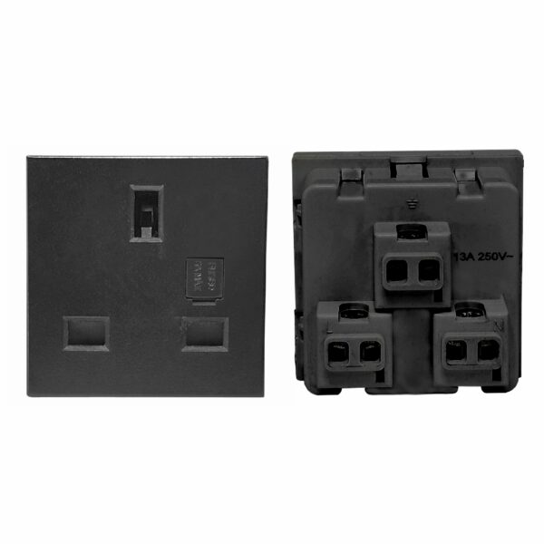 MX 7271 3-Pin UK Socket with Inbuilt FUSE 13A 250V – 2 Module 45x45mm Power Socket for Global Furniture Integration