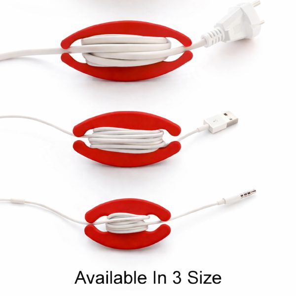 MX Cord Wrap Organizer 3 Pack – Small, Medium & Large Cable Holders, Desk Cable Management Cable Organizer for Chargers, Earbuds, USB Cables, Laptop Power Cords, Travel & Desk Cord Management(Red)