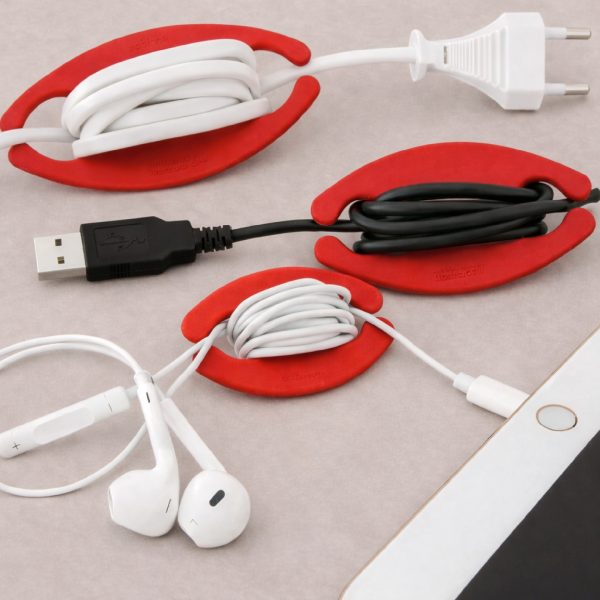 MX Cord Wrap Organizer 3 Pack – Small, Medium & Large Cable Holders, Desk Cable Management Cable Organizer for Chargers, Earbuds, USB Cables, Laptop Power Cords, Travel & Desk Cord Management(Red)