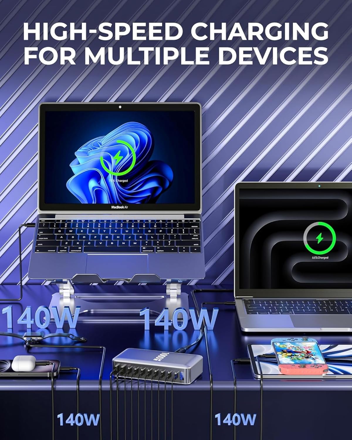 MX 1000 Watts USB C Charger, 10-Port GaN Charging Station with 140W PD Output, Multiport USB C Fast Charger for Laptop,USB Charging Hub