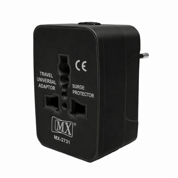 MX Universal Travel Adapter, Worldwide All over 150 International Countries with LED & Child Safety Shutter-Universal Socket Compatible in UK, Europe, USA, Australia, China, Japan & Thailand Black