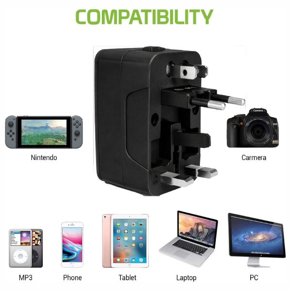 MX Universal Travel Adapter, Worldwide All over 150 International Countries with LED & Child Safety Shutter-Universal Socket Compatible in UK, Europe, USA, Australia, China, Japan & Thailand Black