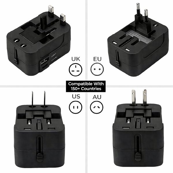 MX Universal Travel Adapter, Worldwide All over 150 International Countries with LED & Child Safety Shutter-Universal Socket Compatible in UK, Europe, USA, Australia, China, Japan & Thailand Black