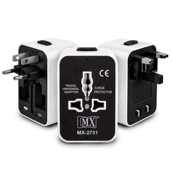 MX Universal Travel Adapter, Worldwide All over 150 International Countries with LED & Child Safety Shutter-Universal Socket Compatible in UK, Europe, USA, Australia, China, Japan & Thailand Red