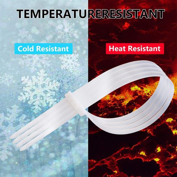 MX Teeth Grip Nylon Self Locking Cable Ties, White (100 mm x 2.5 mm, 4 inch, Pack of 100) - Heavy Duty Strong Zip Wire Fastener Organizer Tie