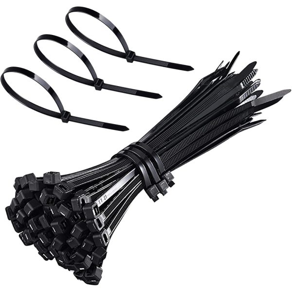 MX Teeth Grip Nylon Self Locking Cable Ties, Black (100 mm x 2.5 mm, 4 inch, Pack of 100) – Heavy Duty Strong Zip Wire Fastener Organizer Tie