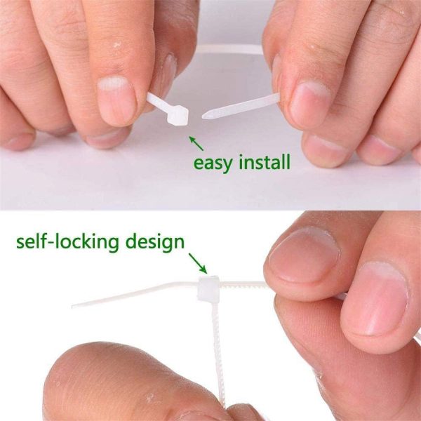 MX Teeth Grip Nylon Self Locking Cable Ties, White (100 mm x 2.5 mm, 4 inch, Pack of 100) - Heavy Duty Strong Zip Wire Fastener Organizer Tie