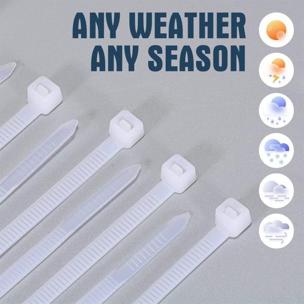 MX Teeth Grip Nylon Self Locking Cable Ties, White (100 mm x 2.5 mm, 4 inch, Pack of 100) - Heavy Duty Strong Zip Wire Fastener Organizer Tie