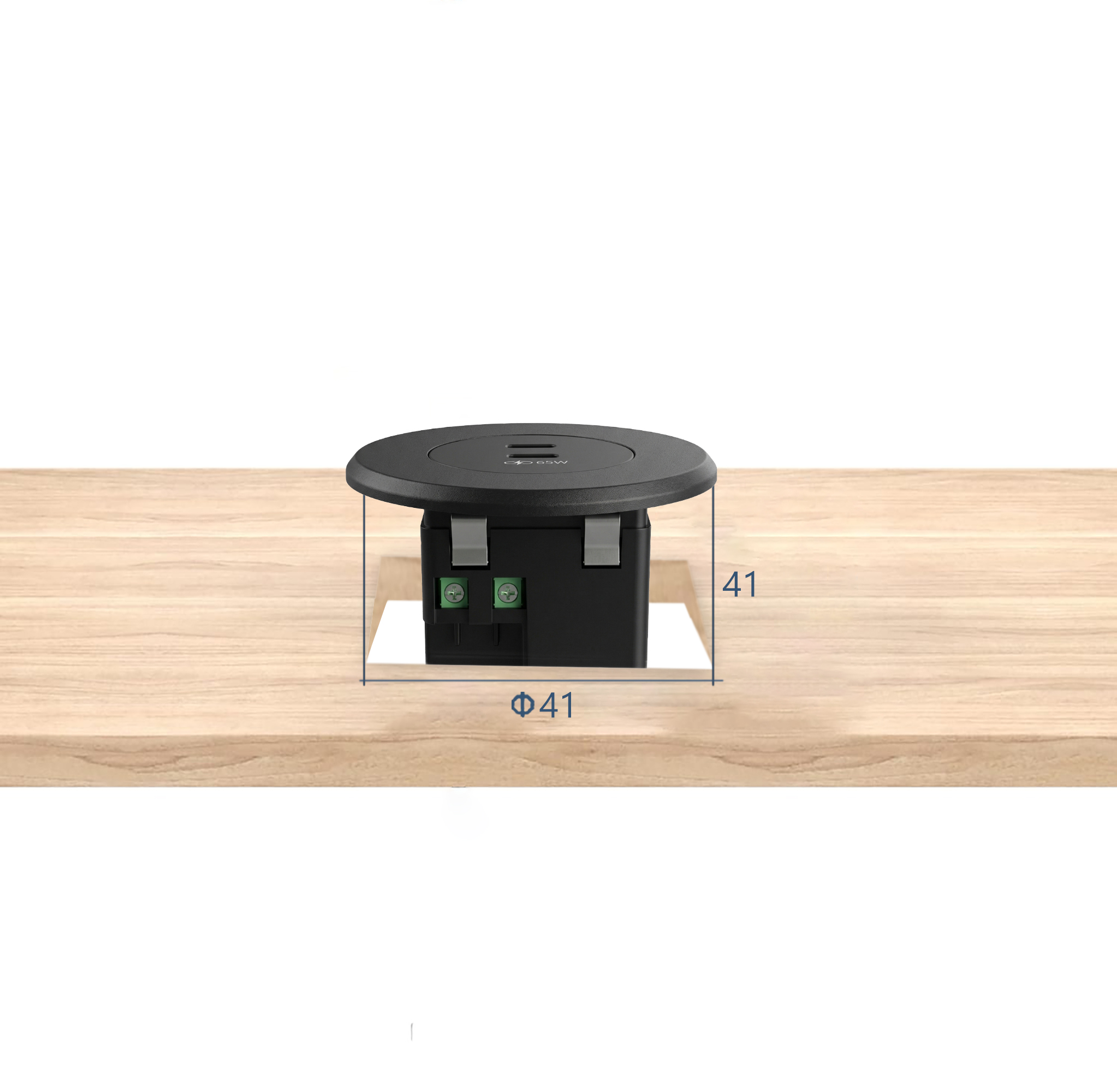 MX Classic Slim In-Desk USB-C + C Fast Charger 35W | 45W | 65W | Flush Mount | 70mm Cap / 41x41mm Cutout