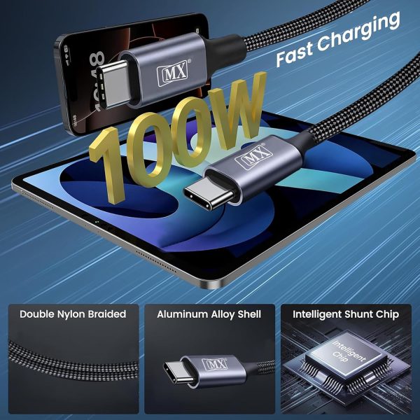 MX 2 in 1 USB C to Dual USB C Charging & Data Cable 1 MTR 100W Max, 2 in 1 USB Fast Charging Data Cable for iPhone 17/17Pro Max/16/15 Series, MacBook Air/Pro, iPad, Laptops, Samsung Galaxy Series