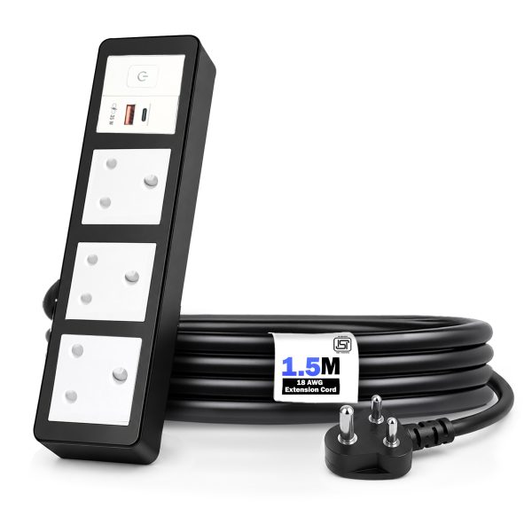 MX Power Strip with Indian Standard 3-Pin Socket 16 Amp & Flush Switch | 35W USB A+C Fast Charging | ISI Marked Cord