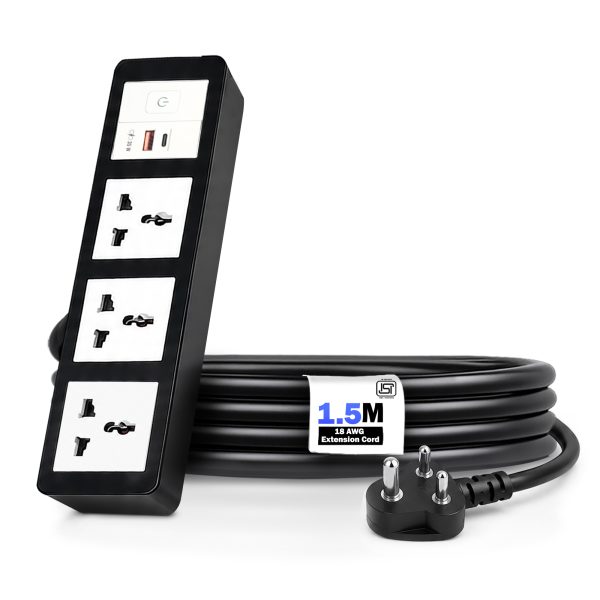 MX Power Strip with Universal 3-Pin Socket & Flush Switch | 35W USB A+C Fast Charging | ISI Marked Cord
