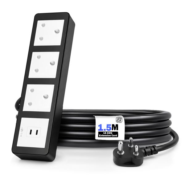 MX Power Strip with Indian Standard 3-Pin Socket 16 Amp | 35W USB C+C PD Fast Charging | ISI Marked Cord