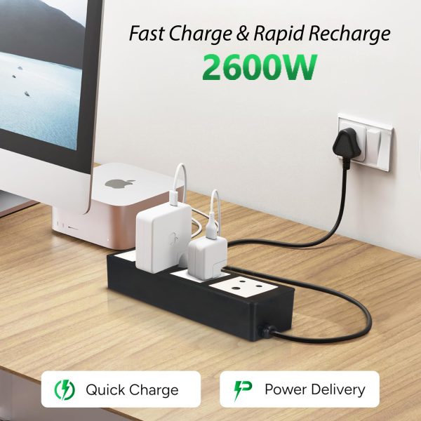 MX Power Strip with Indian Standard 3-Pin Socket 6 Amp & | 35W USB C+C PD Fast Charging | ISI Marked Cord