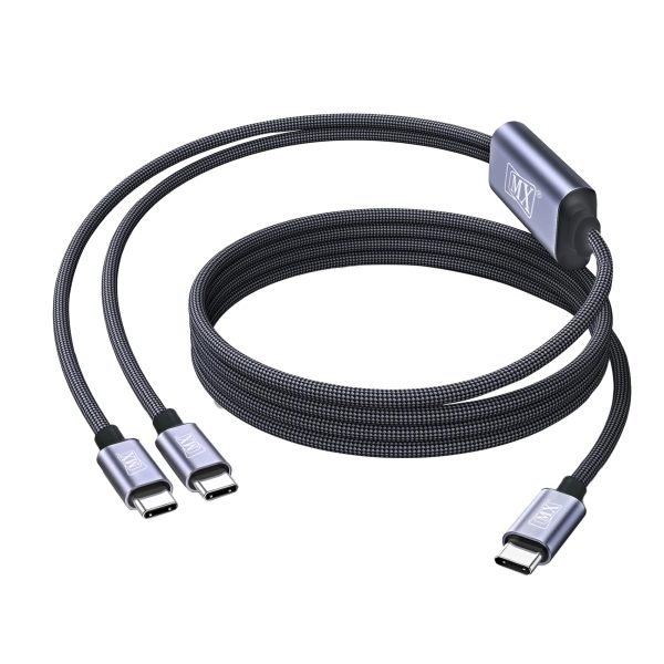 MX 2-in-1 USB-C Charging & Data Cable | 1 USB-C Input to Dual USB-C Output | 100W Fast Charging & Sync Cable
