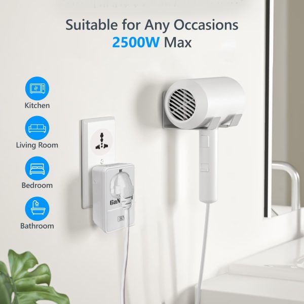 MX 35W GaN Multi Plug Indian Pin Adapter with Universal Socket & Dual USB-C PD Fast Charging