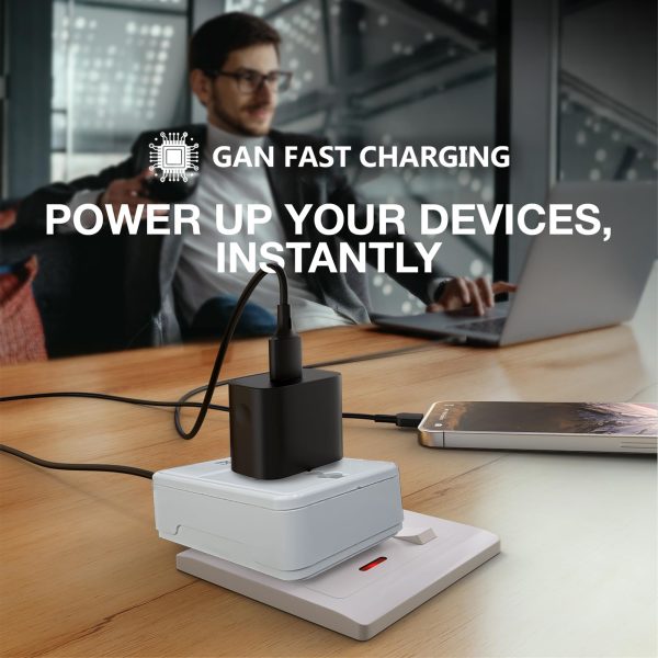 MX 70W GaN Multi Plug Indian Pin Adapter with Universal Socket & Dual USB-C PD Fast Charging