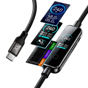 MX USB-C & USB-C Cable 240W High Durability Nylon USB PD Compatible (First Ever Real-Time Display) [Compatible with iPhone/MacBook/iPad/Galaxy/Pixel/Windows PC] (240W 3.9 ft/1.2 m Space Grey)