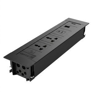 MX 7112 Cartier Modular Box - Pre-Wired Empty Housing for Conference Table | 300mm IS Marked 0.75mm Cable with GST Connector - Black (Without Modules)